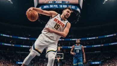 Denver Nuggets Center Nikola Jokić (15) Surveys The Floor Against The Minnesota Timberwolves. Jokić Made History On Christmas Day, Becoming The First Player To Record At Least 55 Points, 15 Reboun